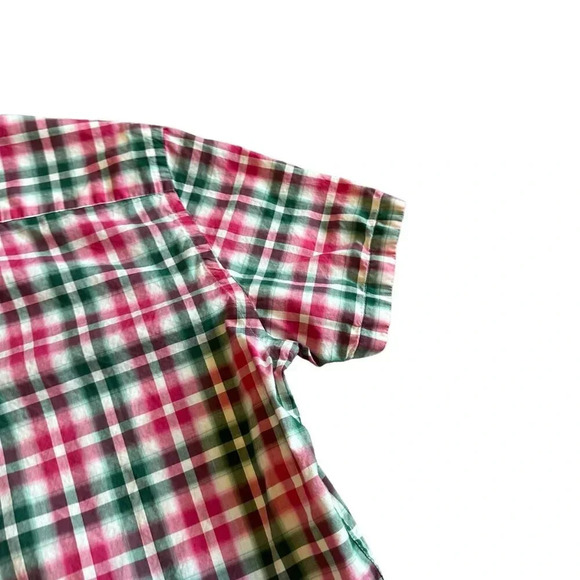 Stone Rose Short Sleeve Button Down Shirt Plaid Embroidered Size Medium 3 Men's - Picture 9 of 12